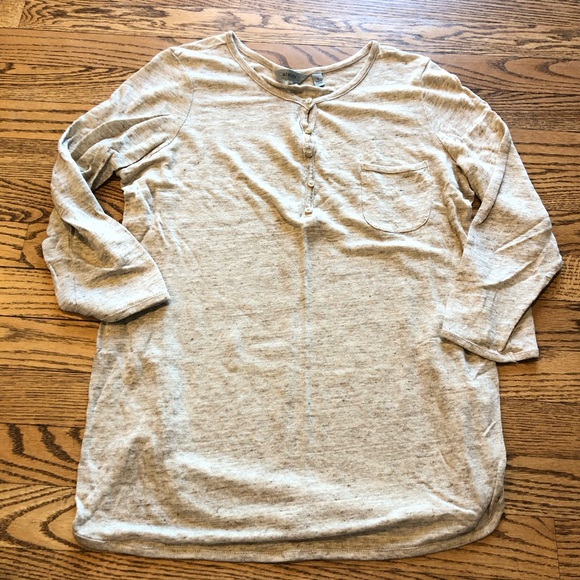 Athleta Newport Henley 100% Linen Oatmeal - Picture 1 of 8